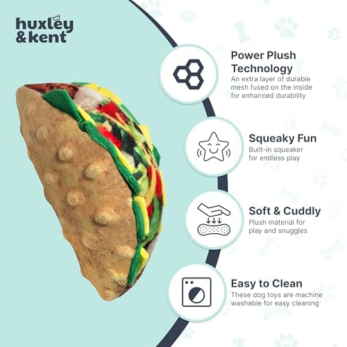 Huxley & Kent Power Plush Squeaky Dog Toy, Taco Tuesday, Large