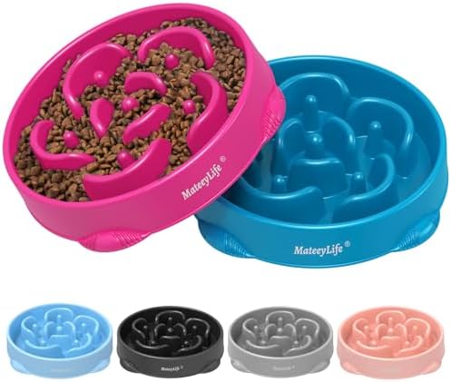 MateeyLife 2-Pack Slow Feeder Dog Bowls, 4 Cups, Dog Puzzle Feeder Bowl