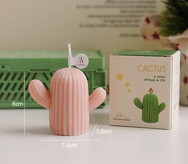 4 Scented Cactus Candle Gift Set, Moss Green Sage Green Pink White, Arizona Boho Spring Summer Gifts for Women, Friends & Classmates