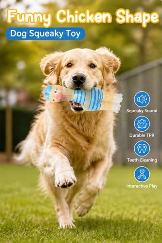 Molaxpet Squeaky Dog Toy Chicken Design with Funny Swimming Suit Chew Toy