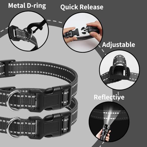 Shock Collar Replacement Strap, Reflective Black Nylon, 3/4 x 28 Inch, with D-Ring, Compatible with Multiple Training Collars, 2 Pack
