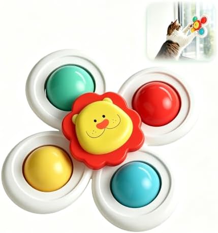 Suction Cup Cat Toy, Interactive Suction Cup Window Spinner Toys, Wall Mount Spinning Cat Toy for Indoor Cats, Durable Interactive Pet Toy, Lion