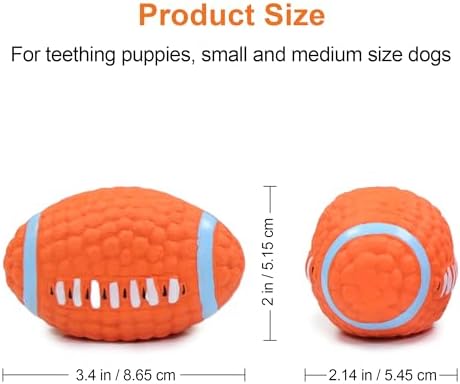 3.4" Squeaky Dog Toy Football, Rugby Shape Interactive Dog Balls for Teething Puppies, Small and Medium Dogs, Durable Dogs Balls for Chewing and Training (Small, 2 PCS)
