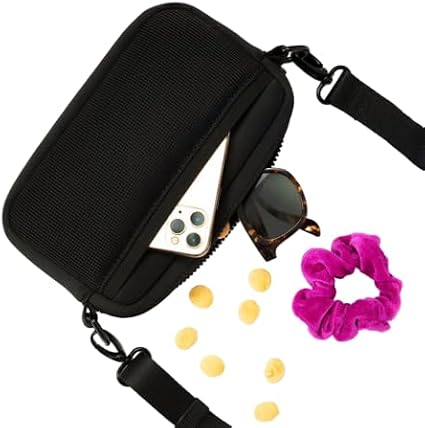 Lucy & Co. Crossbody Treat Pouch, Fanny Pack, Shoulder Bag - Wear 3 Ways, Hidden Poop Bag Dispenser, Zip Treat & Phone Pocket, Dog Accessories (Black)