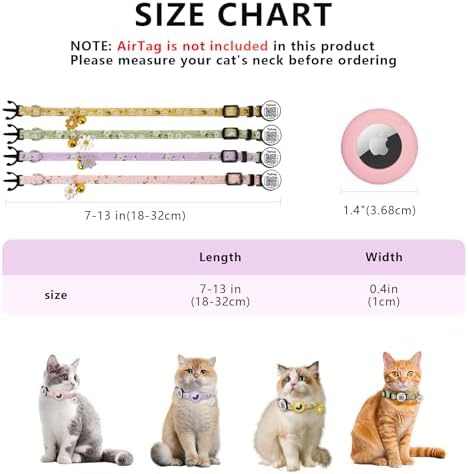 Smart QR Code Cat Collar with Online ID Profile & Integrated Airtag Holder, Breakaway Safety Collar with Bell, Adjustable 8-13in for Cats and Small Dogs(Yellow)