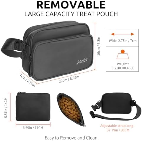 Runlight Dog Training Treat Pouch Fanny Pack,Dog Waist Belt,Dogs Walking Bag Crossbody with Poop Bags,Puppy Treat Bag Training Pouch (Black)