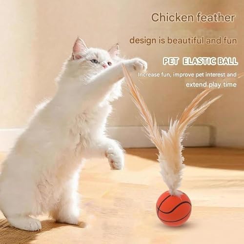Interactive Cat Feather Ball Toys - 2025 New Elastic Bouncy Balls for Indoor Cats, Kitten Rolling Exercise Toys with Silicone Feathers, Fun & Durable Cat Toy for Play & Exercise