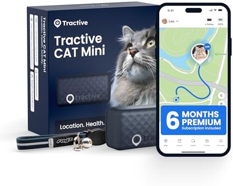 Tractive Smart Cat GPS Tracker with Free 6 Month Subscription | Real-Time Location & Wellness Monitoring for Cats 6.5 lbs+ | Territory & Location History | Up to 5-Day Battery (Dark Blue)