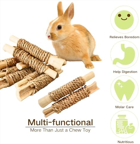 15pcs Rabbits Chew Toy,Sweet Bamboo Chew Stick for Small Animals