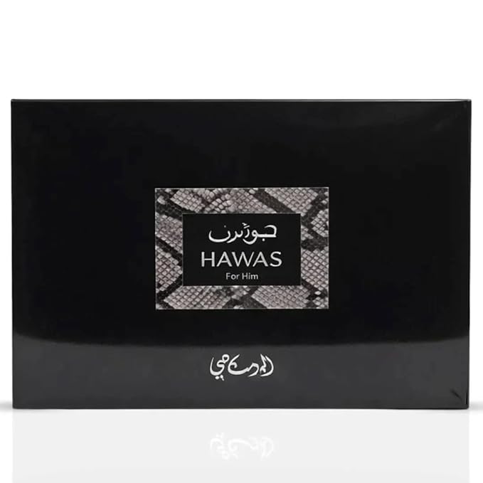 RASASI Hawas For Men 3-Piece Perfume Gift Set Eau De Parfum Spray 100ML (3.4 Oz) & 10ml (0.34 Oz) & Shower Gel 60ml (2.03 Oz)