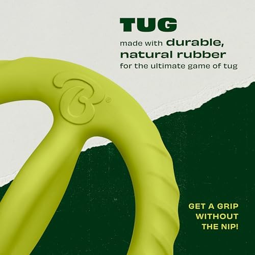 Benebone Natural Rubber Tug Interactive Dog Toy, Flat | Natural Rubber, Tough for Tug-of-War, Builds Bond, Grip Without the Nip, Dishwasher Safe, Long-Lasting
