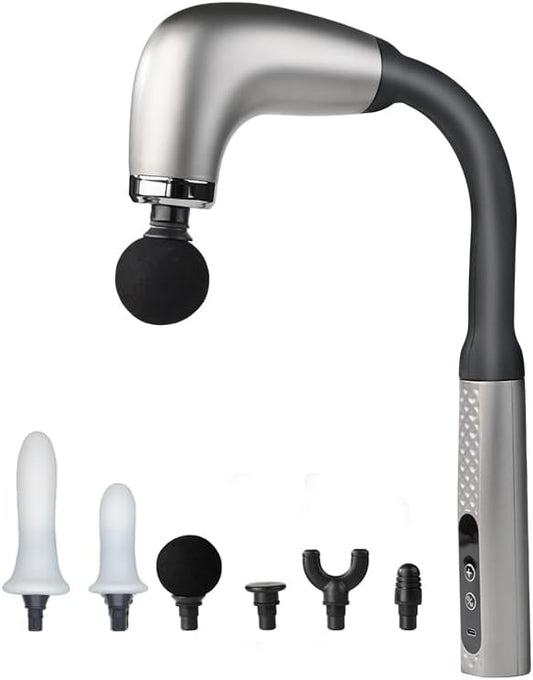 Handheld Cordless & Rechargeable Back Massager - Quiet - Full Body Massage Device for Women, Aches Relief, Sports Recovery and Deep Relaxation - Silver