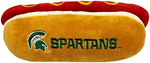 NCAA Michigan State Spartans HOT Dog Plush Dog & CAT Squeak Toy- Cutest HOT-Dog Snack Plush Toy for Dogs & Cats with Inner Squeaker & Beautiful Football/Basketball Team Name/Logo