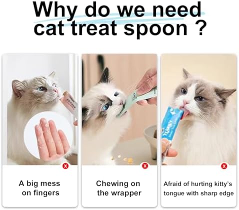 LICKJIMO-2PCS Cat Treat Spoon with Roller Squeezer,Churu Spoon