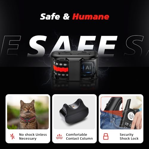 Tiniest Cat Shock Collar, Lightest Cat Training Collar with Remote for Small Cats 5-15lbs & Medium Large Cats/Puppies, Waterproof, Rechargeable, 1300ft Range(Red)