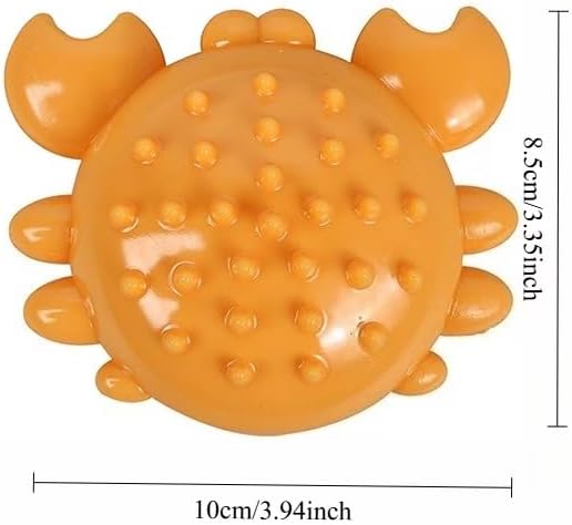 Squeaky Crab Dog Chew Toy, Orange, TPR Material, Interactive Teeth Cleaning Ball for Puppies and Dogs, Boredom Relief, 3.94 Inch (Red)