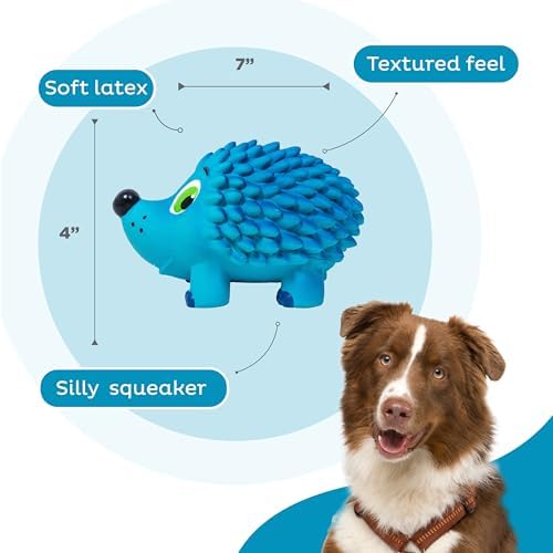 Outward Hound Tootiez Hedgehog Grunting Latex Rubber Dog Toy for Large Dogs, 4" x 7", Squeaky Interactive Dog Toy for Gentle Chewers