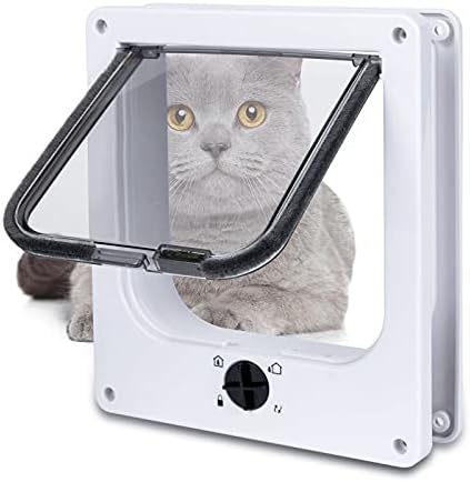 Upgraded Version - Cat Doors Flap (for Cat up to 29.5lb), Magnetic Pet Door with 4 Way Locking for Interior Exterior Doors, Weatherproof Gate, Easy Installation