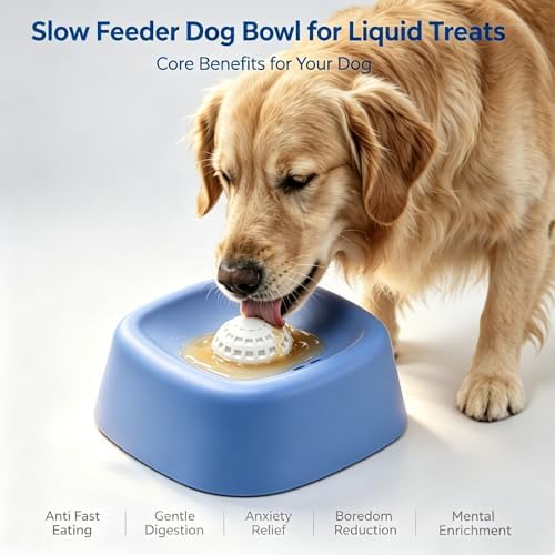 Slow Feeder Dog Bowls for Liquid Treats, Lick and Roll Bowl for Dog Food