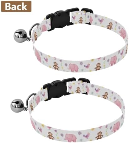 Cute Elephants Puppy Collar with Bell 2 Pack Cat Collars Adjustable 10.6 to 17.1 Inches