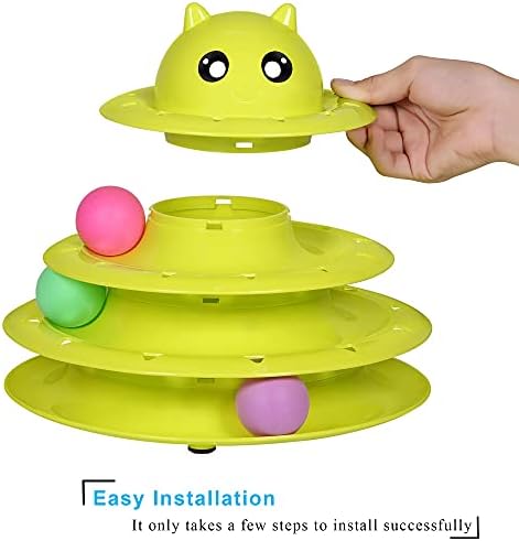 UPSKY Cat Toy Roller 3-Level Turntable Cat Toys with Six Colorful Balls | Puzzle Kitten Toys, Sturdy Structure, Detachable Design, Easy to Assemble, Anti-Slip, Reduces Boredom for Indoor Cats