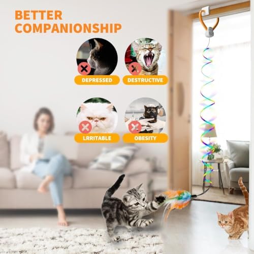 Interactive Automatic Cat Toy, 360° Rotating Feather Wand