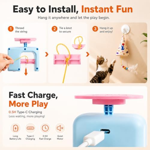 Interactive Cat Toys for Indoor Cats, Automatic Hanging Cat Hunting Toy