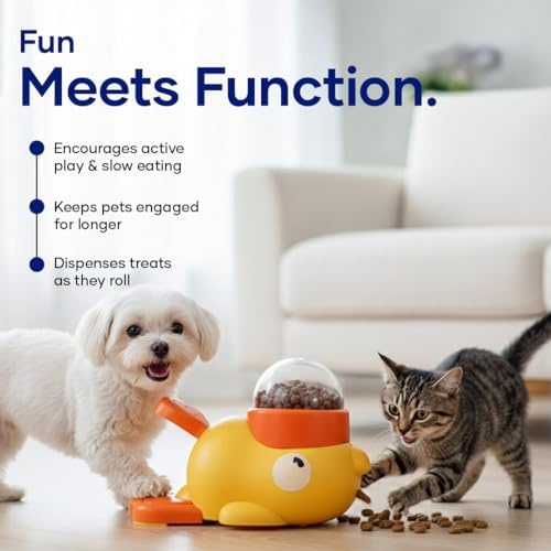 Interactive Duck Toy – Treat Dispenser for Pets | Slow Feeder Puzzle Toy for Mental Stimulation & IQ Training | Interactive Cat Toy & Dog Enrichment Toy | Durable & Easy to Clean