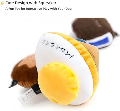 Dog Plush Squeaky Toy – 2 Packs Durable Interactive Chew Toy for Small, Medium & Large Dogs, Teeth Cleaning & Boredom Relief (Medium, Super Jumbo Egg Chocolate Biscuit Cookie)