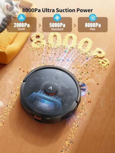 Robot Vacuum and Mop, Self-Emptying Robot Vacuum Cleaner with 8000Pa Suction, Laser Navigator with Smart Mapping Robotic Vacuums, 150Mins Runtime,Schedule,App Alexa Control for Carpet/Pet Hair,Q10 pro
