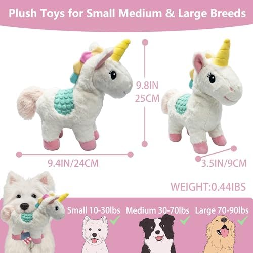 Unicorn Squeaky Dog Toys for Puppy, Small and Medium Large Breed