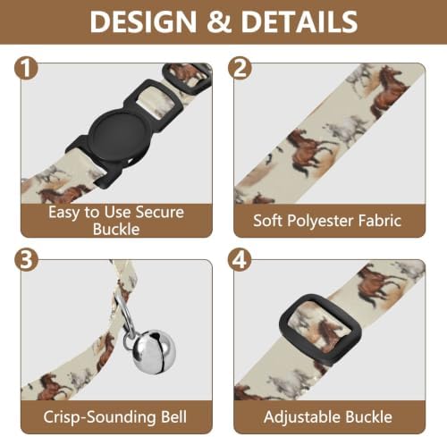 Running Horses Pet Collar 2 Pack for Cats Adjustable 10.6 to 17.1 Inches