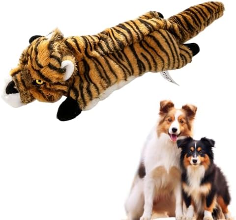 Durable Squeaky Dog Toys for Aggressive Chewers, Indestructible Stuffed Dog Toy for Small Medium Large Dogs, Interactive Chew Teething Puppy Toy for Indoor Outdoor Play (Orange)