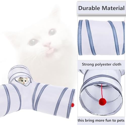 Cat Tunnel Tube Toys, 3 Ways Tunnels for Indoor Cats with Play Ball