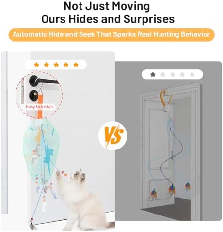 Interactive Cat Toys for Indoor Cats,Rechargeable Automatic Concealed Cat Feather Teaser,Motion Activated Enrichment Toys for Indoor Bored Adult Cats(Color)