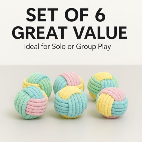No Catnip Cat Toy Balls, 6 Pack Crinkle Chew Toys (Pastel)