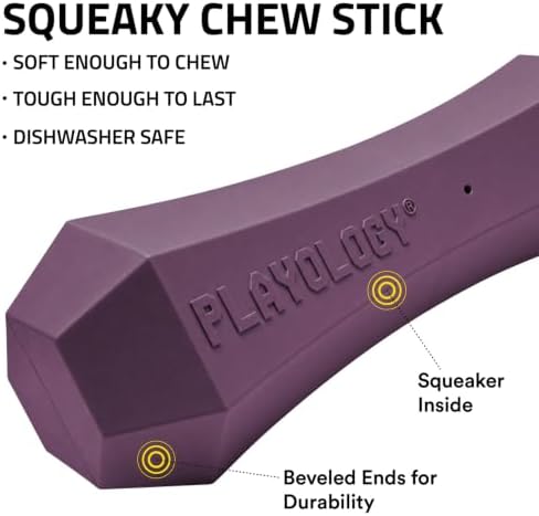 Playology Squeaky Chew Stick - Scented Dog Toy - Medium, Bacon Scent, 2-pk