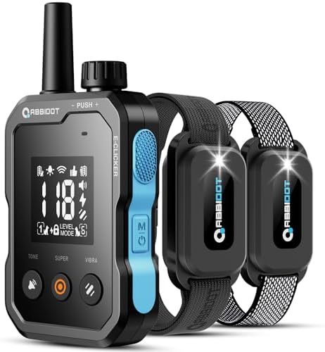ABBIDOT Shock Collar for Dogs (5-120 lbs)-4500 FT Dog Training Collar with Remote, IPX7 Waterproof with 6 Training Modes, Beep, Vibration, Safe Shock, Enhanced Night Light, Rechargeable E-Collar