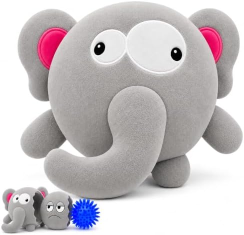Dog Toy for Aggressive Chewers | No Stuffing Crinkle Plush 3-in-1 Elephant