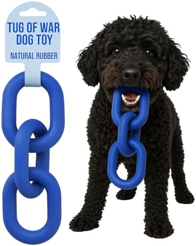 Doug's Dog Supplies Chain Link Tug Toy, Tug Toys for Dogs, Rubber Chain Toy for Tug of War (Blue)