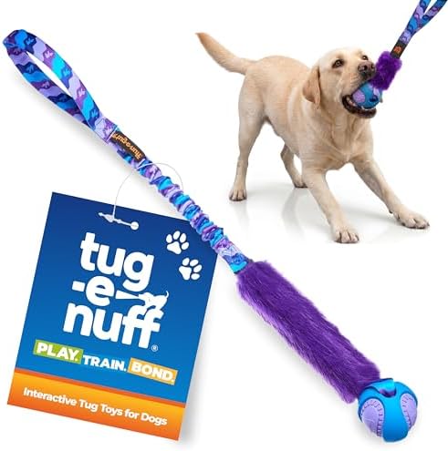 Tug-E-Nuff Fauxtastic PowerBall Bungee Tug (Purple Pattern) Dog Toys, 25 in