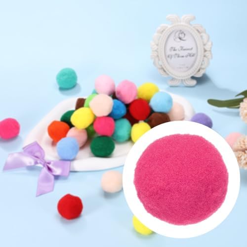 Cat Toy Pom Ball, Interactive Cat Ball Toys Fuzzy Pompoms (Plush, 1.2Inch, 30Pcs, Rose Red) for Kittens Pet Enrichment Training Play Indoor