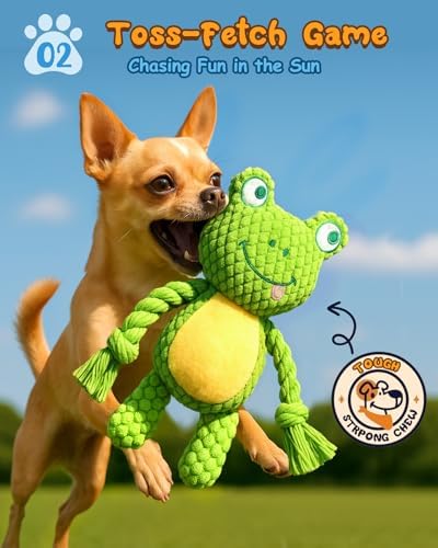 Swooflia 2 Pack Squeaky Dog Toys - Crinkle Plush Pig and Frog Toys for Puppies, Interactive and Stimulating Toy to Relieve Boredom for Small Dogs and Keep Them Busy