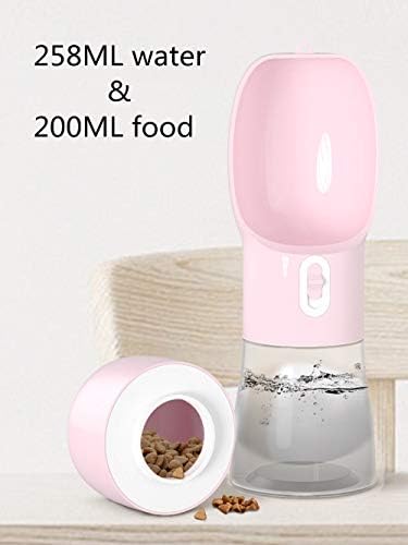 Portable Dog Water Bottle with Food Container Dishwasher Safe-Pink