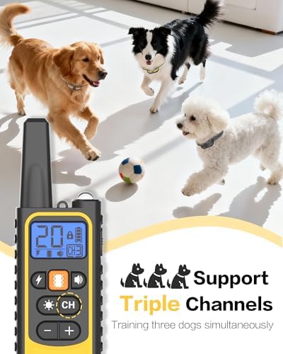 3 Pack Dog Training Collar – Remote Dog Shock Collars with Beep, Vibration and Safe Shock Modes, Rechargeable IP67 Waterproof E-Collars for Small, Medium & Large Dogs with LED Night Light
