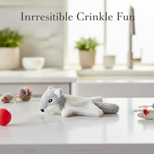 Plush Cat Kicker Toy with Crinkle Texture, Lightweight Interactive Chase Toy for Indoor Cats, Soft Stuffed Pet Plaything (1 Pack)