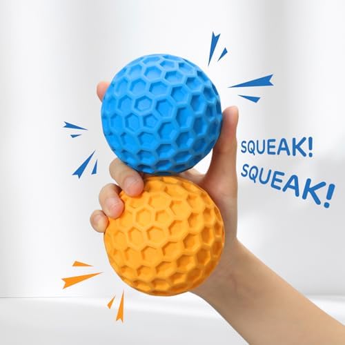 iPettie 4 Pack Honeycomb Dog Toys for Aggressive Chewers, Squeaky Chew Toys