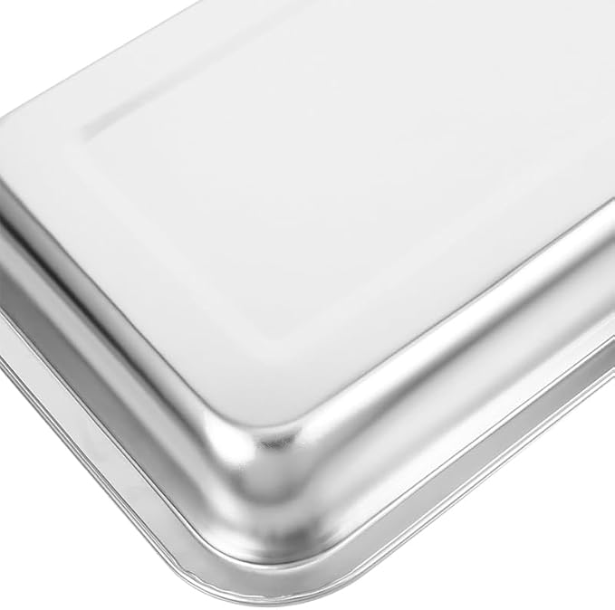 INOOMP Stainless Steel Cat Litter Box Open Design Large Metal Litter Pan Easy to Clean Portable Kitten Tray for Cats and Small Pets