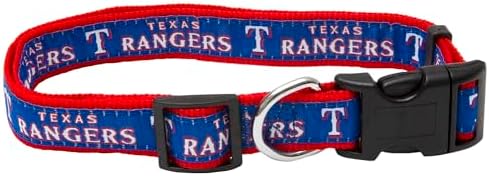 MLB Texas Rangers Licensed PET COLLAR- Heavy-Duty, Strong, and Durable Dog Collar. Available in 29 Baseball Teams and 4 Sizes