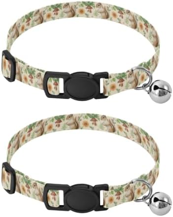 Cute Squirrels Wildflowers Leaf Easy to Clean Puppy Collar 2 Pack Comfortable Cat Collar